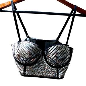H&M Pushup Sequin Bra Top - removable straps, pads